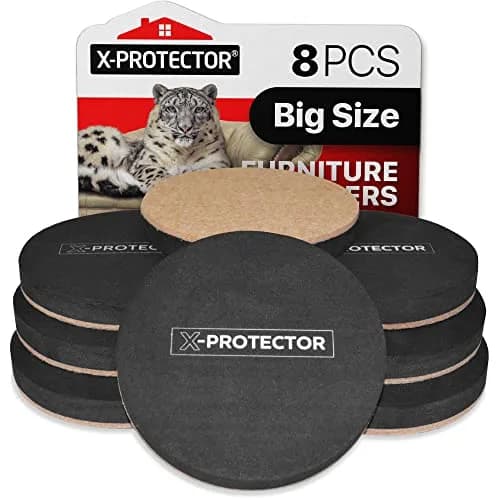 X-Protector Felt Furniture Sliders 8 pcs 4 3/4 inch | Heavy Duty Hardwood Floor Protectors thumbnail 1