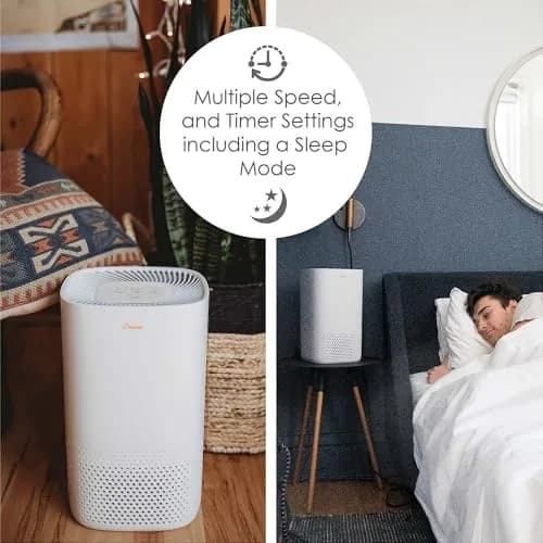Crane Air Purifier with True HEPA Filter, UV Light, 250 Sq Feet Coverage | Sleep Mode & Timer thumbnail 4