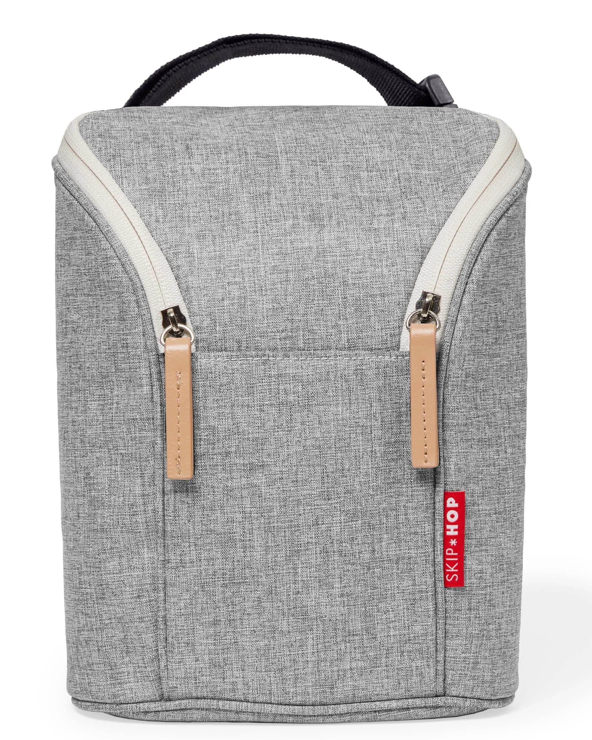 Skip Hop Grab & Go Insulated Baby Bottle Bag, Grey Melange, 20.7cm (8.15in) x 25.3cm (9.96in) x 10.4cm (4.09in) | Keeps 2 Bottles Warm or Cold