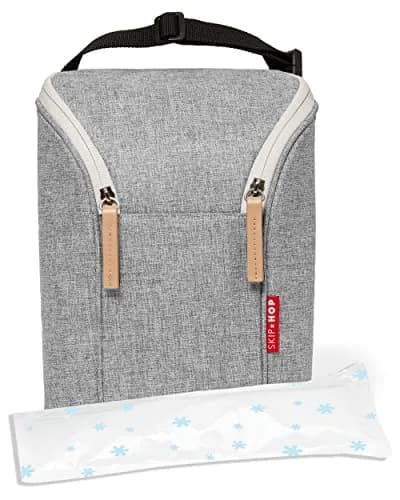 Skip Hop Grab & Go Insulated Baby Bottle Bag, Grey Melange, 20.7cm (8.15in) x 25.3cm (9.96in) x 10.4cm (4.09in) | Keeps 2 Bottles Warm or Cold thumbnail 6