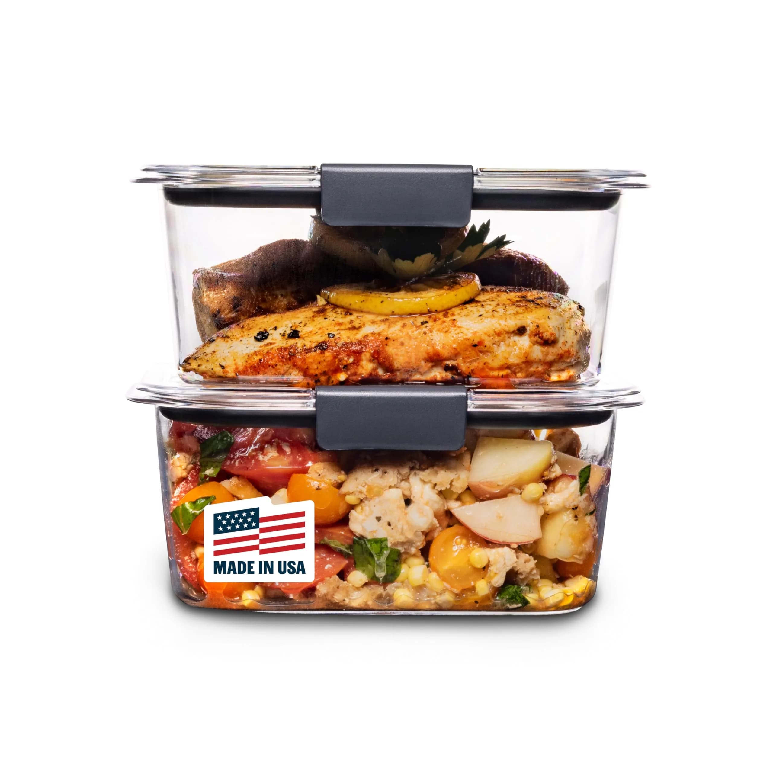 Rubbermaid Brilliance BPA-Free Food Storage Containers, Medium Deep, 4.7 Cup (1.1L) 2-Pack | Airtight & Leak-Proof for Indian Kitchens