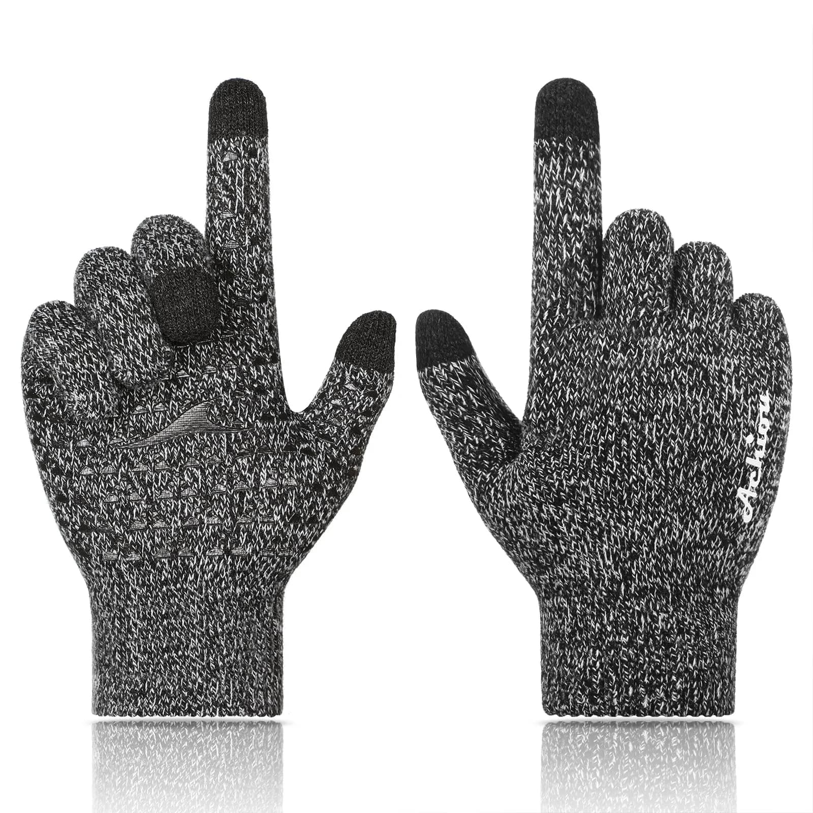 Achiou Winter Gloves for Men and Women, Touchscreen Knit Gloves | Warm, Breathable & Anti-Slip - main product image