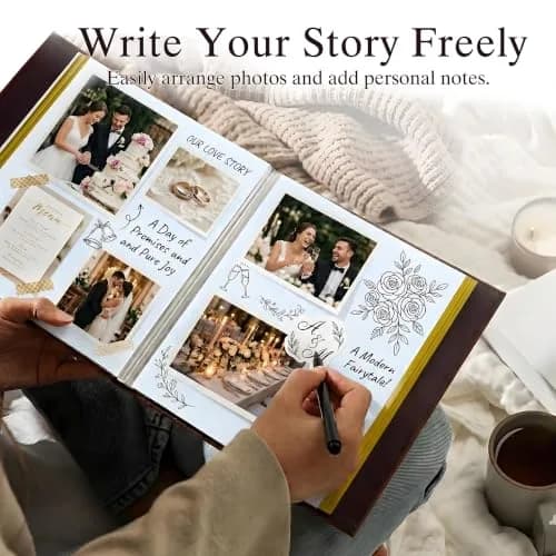 Zoview Coffee Leather Self-Adhesive Photo Album 33 cm (13 in) | Holds 4x6, 5x7, 8x10 Photos thumbnail 2