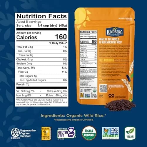 Lundberg Wild Rice 6-Pack, California Cultivated Black Rice, 8 Oz Ea | Regenerative Organic Certified Whole Grain thumbnail 3