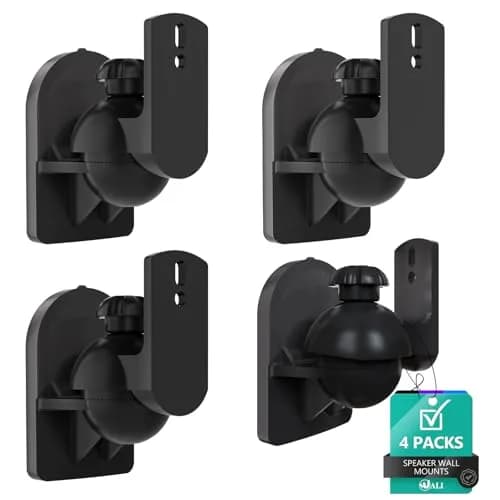 WALI Small Surround Sound Speaker Mounts with Adjustable Swivel Tilt Angle | 3.5kg (7.7 lbs) Capacity, Black (2-Pack) thumbnail 1