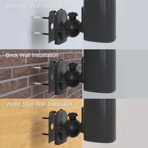 WALI Small Surround Sound Speaker Mounts with Adjustable Swivel Tilt Angle | 3.5kg (7.7 lbs) Capacity, Black (2-Pack) thumbnail 7