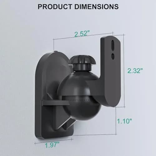 WALI Small Surround Sound Speaker Mounts with Adjustable Swivel Tilt Angle | 3.5kg (7.7 lbs) Capacity, Black (2-Pack) thumbnail 3
