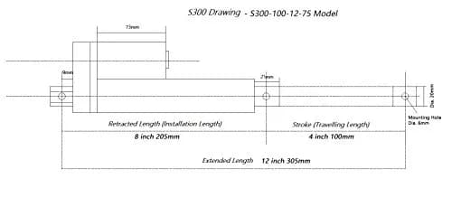 SOViK 12V DC 4 inch Stroke Linear Actuator Heavy Duty 750N 165lbs | IP54 Aluminum Alloy thumbnail 4