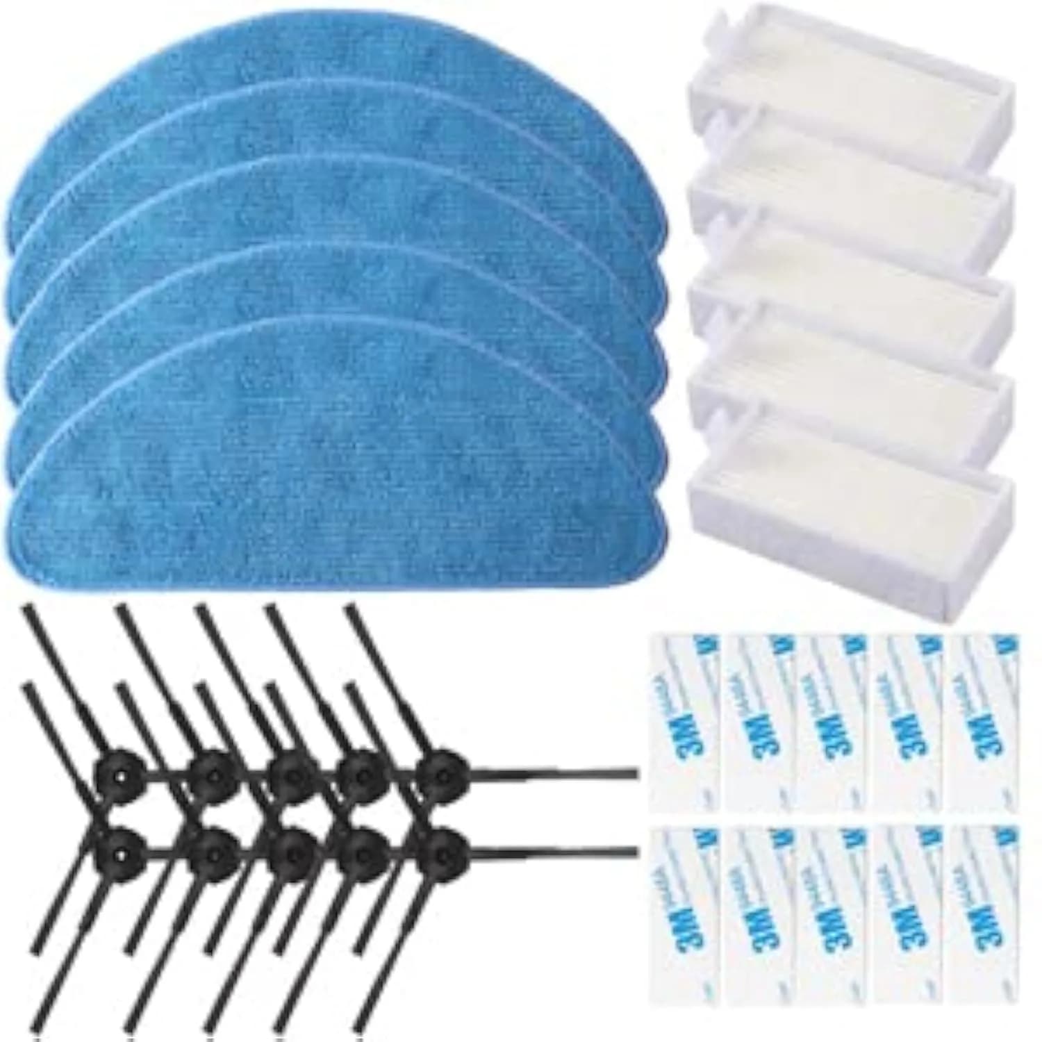 Electropan Replacement Parts Kit for ILIFE V5s Pro Robot Vacuum Cleaner, 10 HEPA Filters, 10 Side Brushes, 5 Mop Cloths, 5 Magic Pastes - main product image