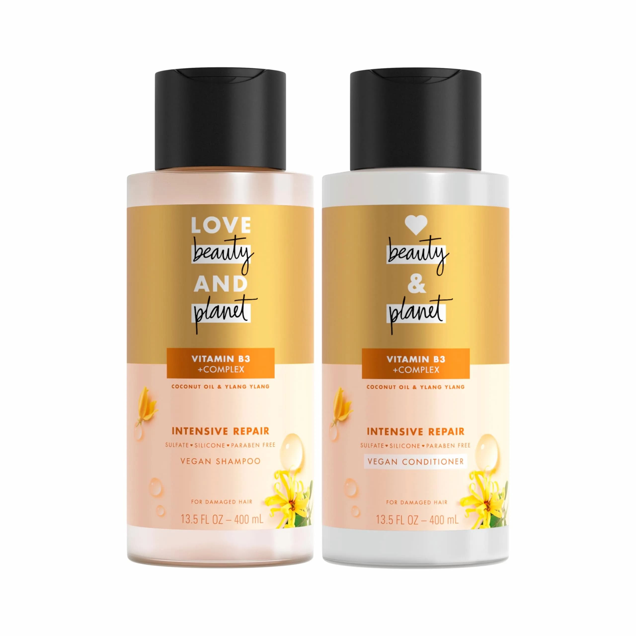 Love Beauty and Planet Coconut Oil & Ylang Hope and Repair Shampoo and Conditioner for Dry & Damaged Hair 13.5 oz each | Vegan, Paraben-Free - main product image