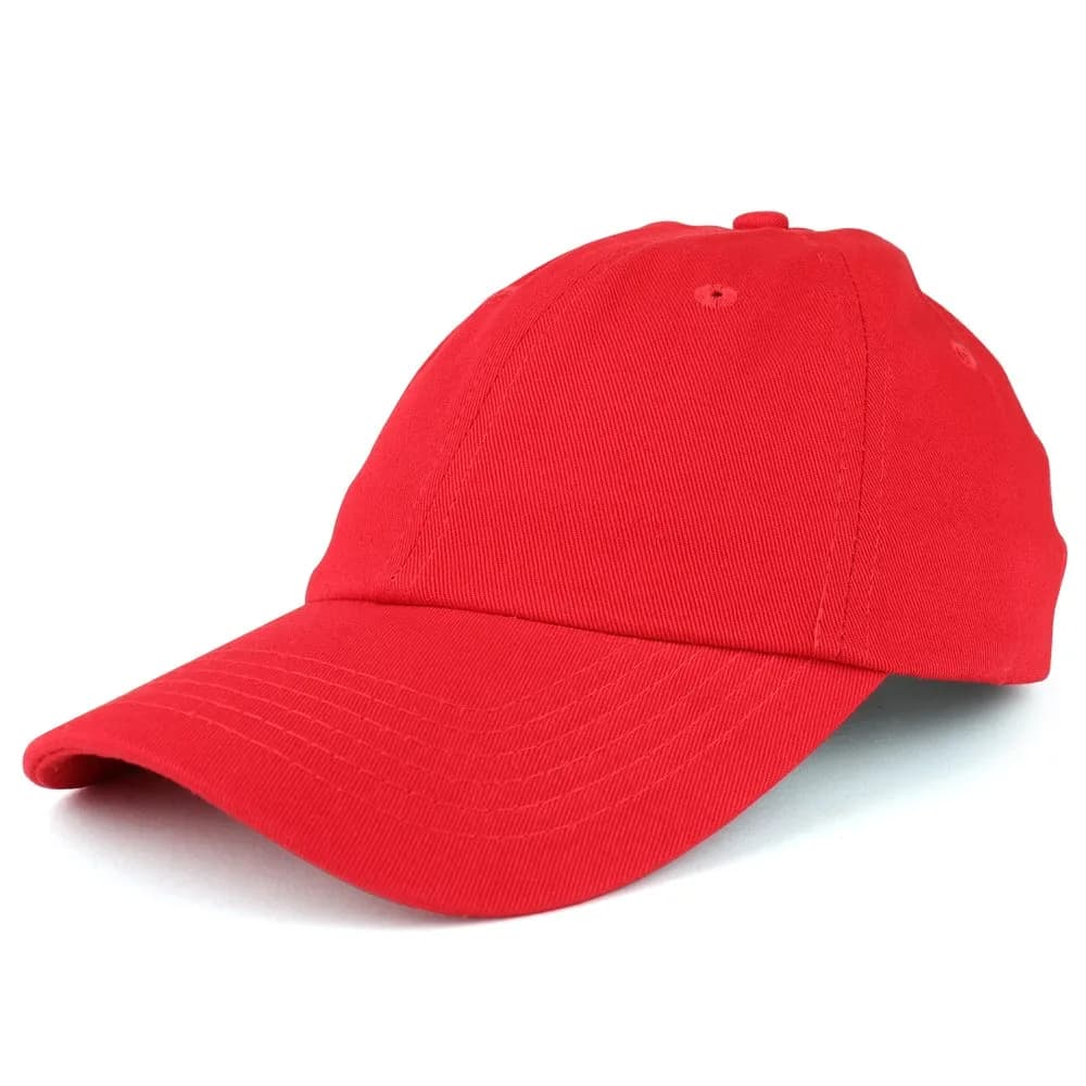 Trendy Apparel Shop Youth Red Cotton Baseball Cap | Adjustable Metal Buckle Strap — Red