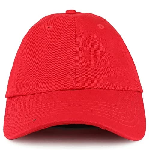 Trendy Apparel Shop Youth Red Cotton Baseball Cap | Adjustable Metal Buckle Strap thumbnail 2
