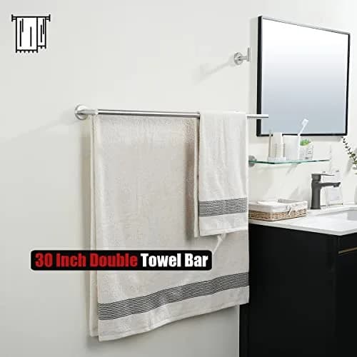 JQK Double Bath Towel Bar 84cm (33 Inch) SUS 304 Stainless Steel | Wall Mounted Brushed Finish thumbnail 4