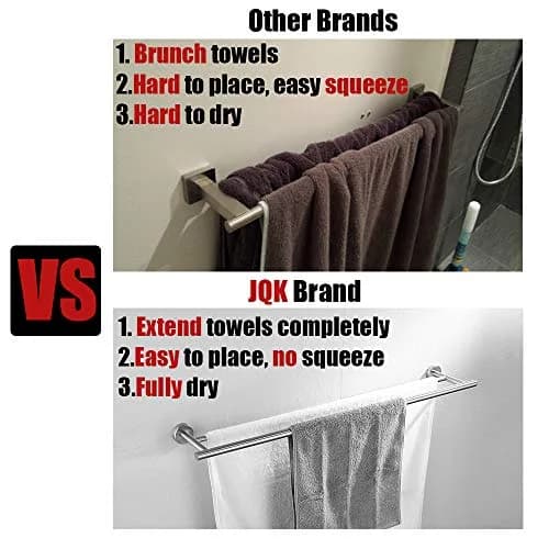 JQK Double Bath Towel Bar 84cm (33 Inch) SUS 304 Stainless Steel | Wall Mounted Brushed Finish thumbnail 8