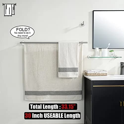 JQK Double Bath Towel Bar 84cm (33 Inch) SUS 304 Stainless Steel | Wall Mounted Brushed Finish thumbnail 3