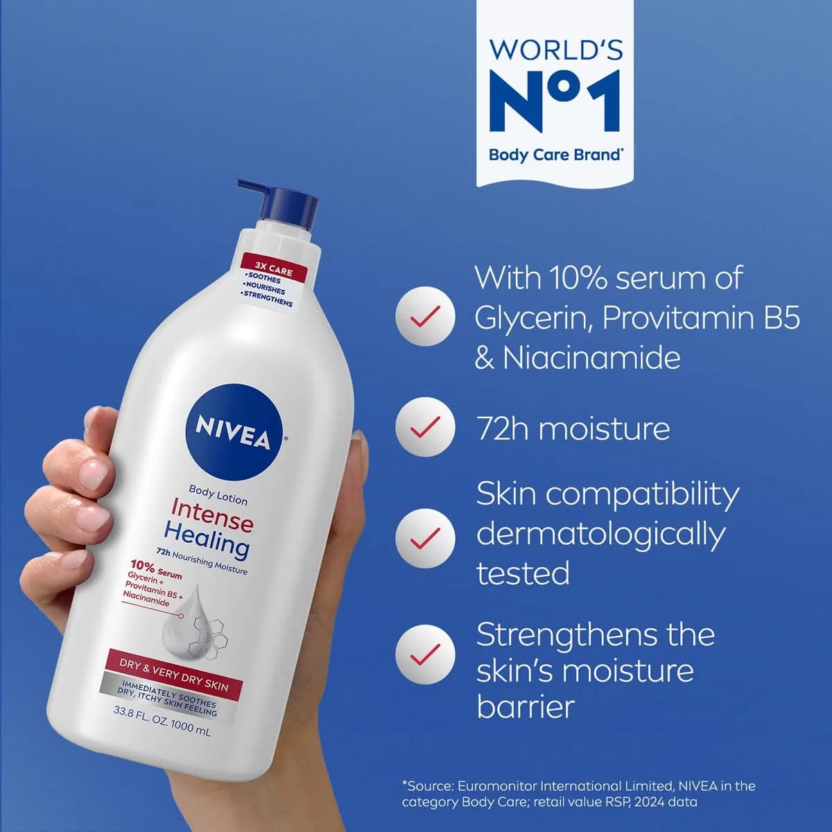 NIVEA Intense Healing Body Lotion 16.9 Fl Oz | 72-Hour Moisture for Dry Skin — 33.8 Fl Oz thumbnail 3