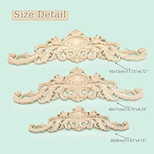 MUXSAM Wood Carved Appliques 40x11 cm (15.75"x4.33") | Vintage Floral Furniture Decals thumbnail 3