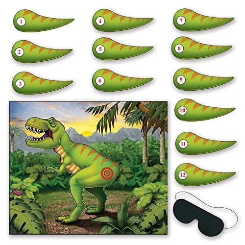 Beistle Pin The Tail On The Dinosaur Game, 18 x 21" | Dinosaur Party Fun for Kids & Adults thumbnail 1
