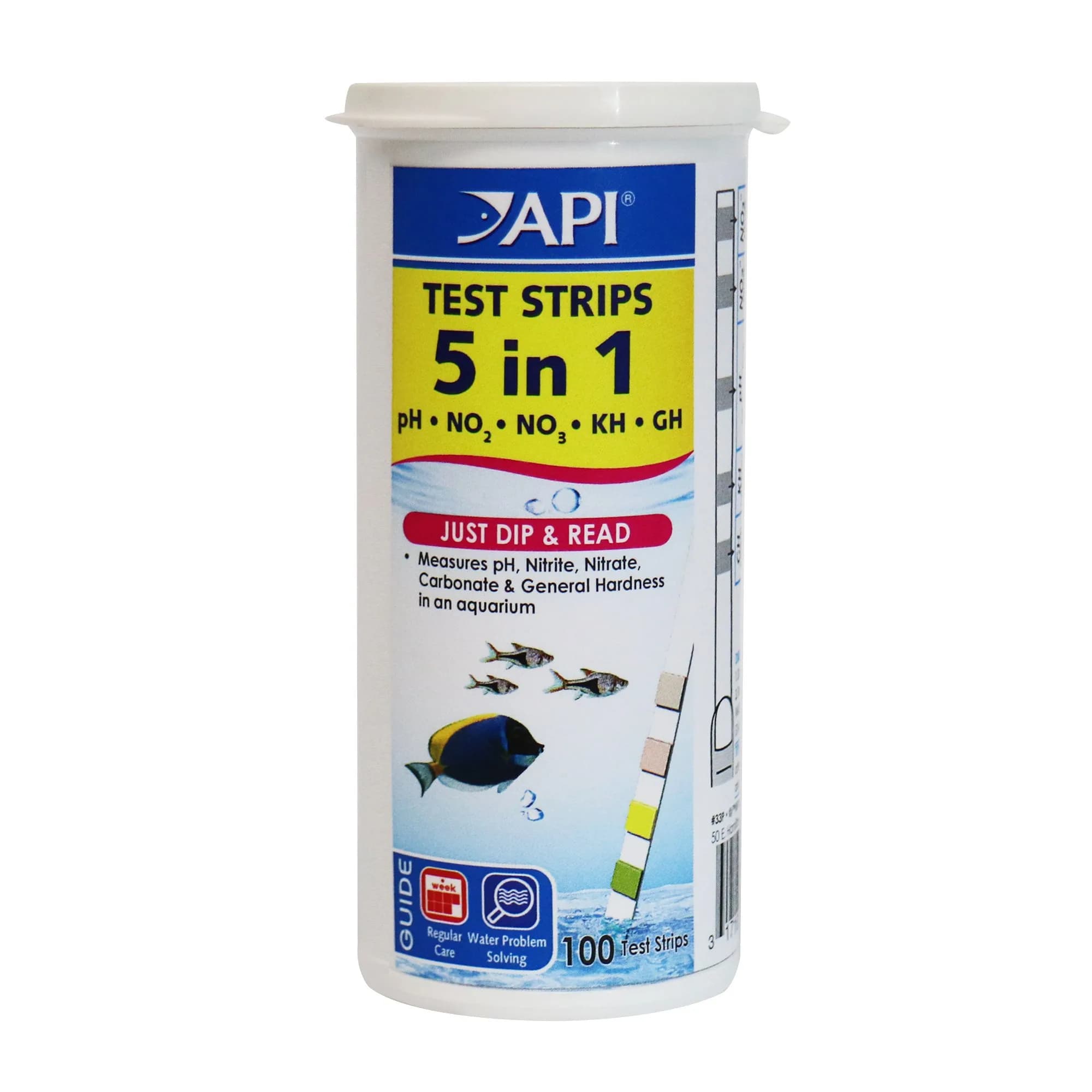 API 5-IN-1 TEST STRIPS 100-Count Aquarium Water Testing Kit | pH, Nitrite, Nitrate, Carbonate & Hardness - main product image