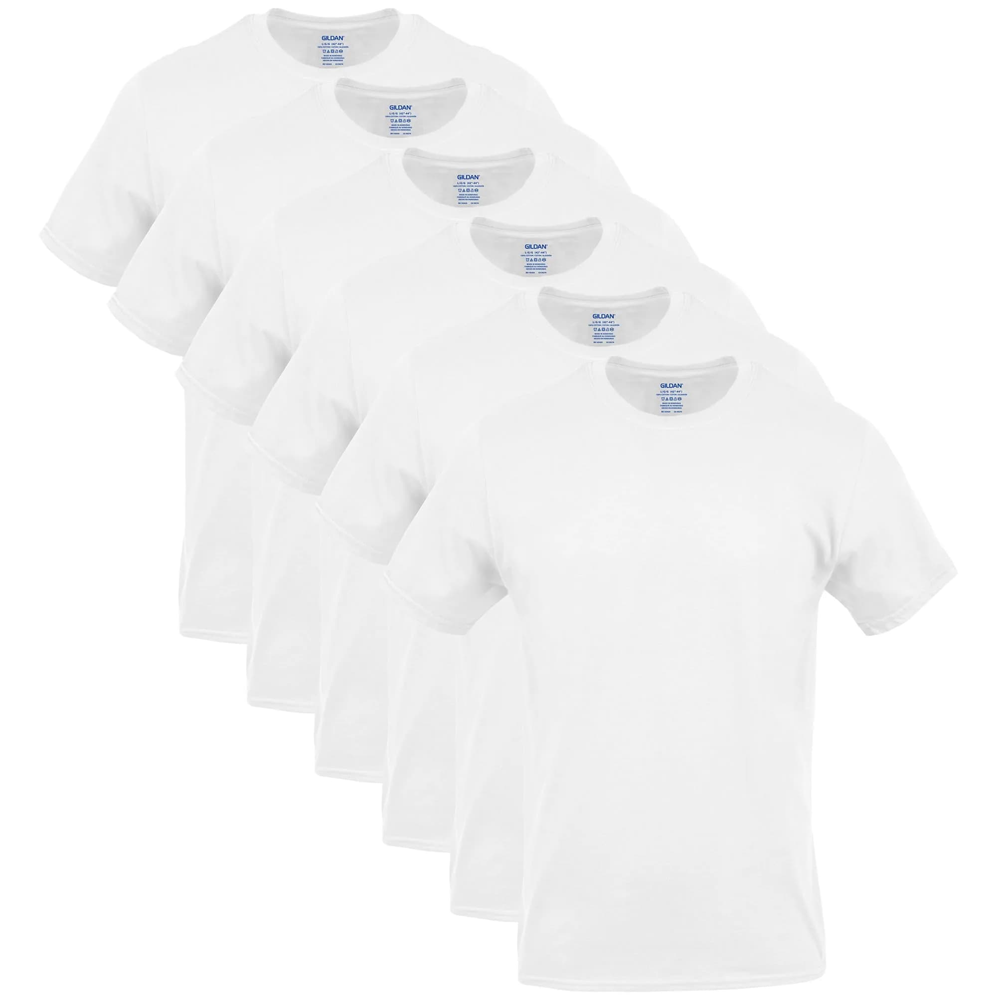 Gildan Men's Crew T-Shirts, Multipack, Style G1100, White (6-Pack), Small | Soft breathable cotton, moisture-wicking comfort - main product image