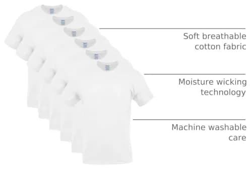 Gildan Men's Crew T-Shirts, Multipack, Style G1100, White (6-Pack), Small | Soft breathable cotton, moisture-wicking comfort thumbnail 4