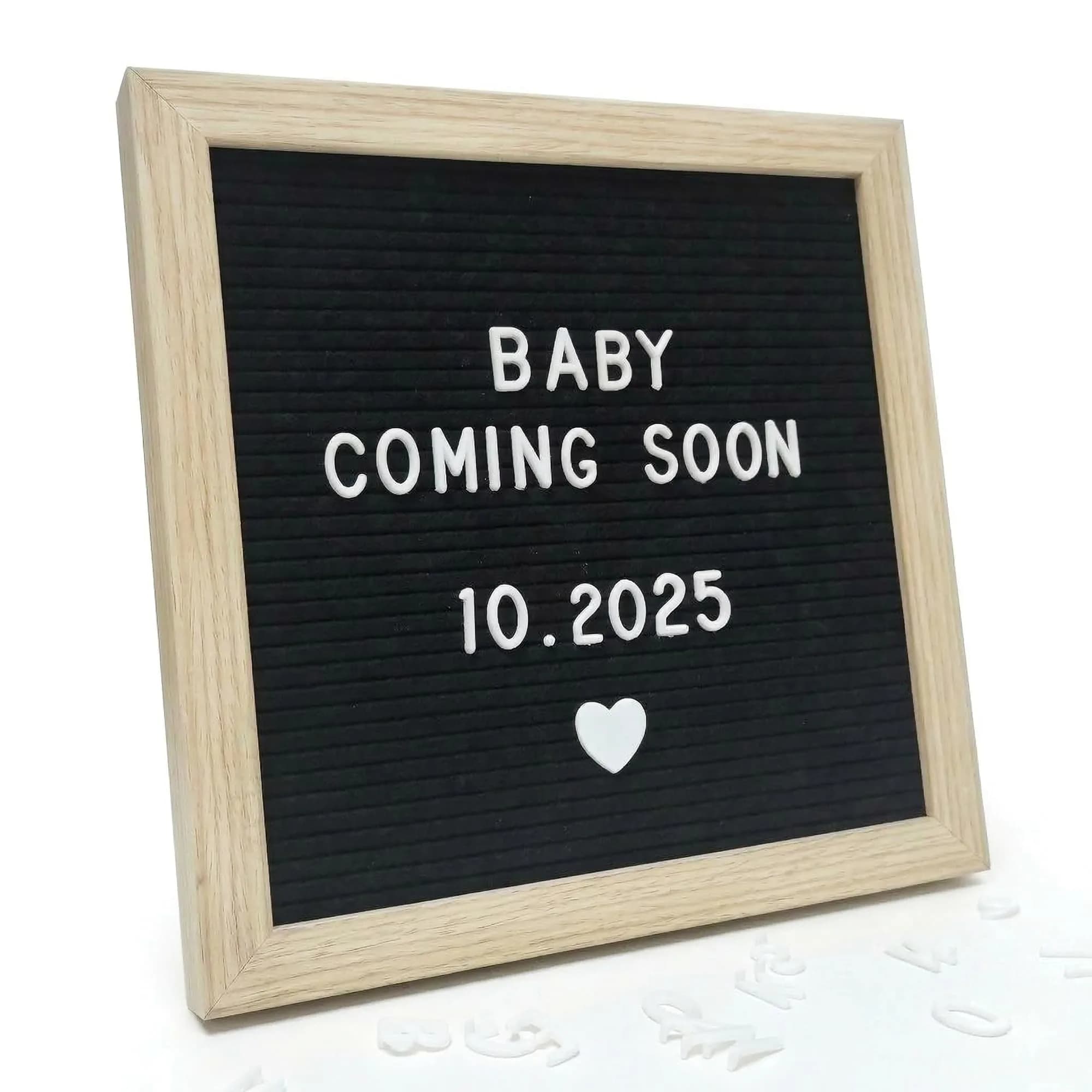 C CRYSTAL LEMON Black Felt Letter Board 10x10in (25x25cm) | Baby Announcement Sign with 336 Letters - main product image