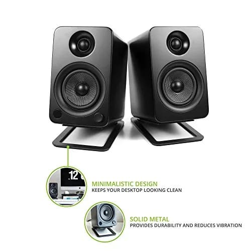 Kanto S4 Tilted Desktop Speaker Stands Pair | 16° Upward Angle, 8 lbs Capacity, Damping Foam, 1/4"-20 Mount, Black thumbnail 2