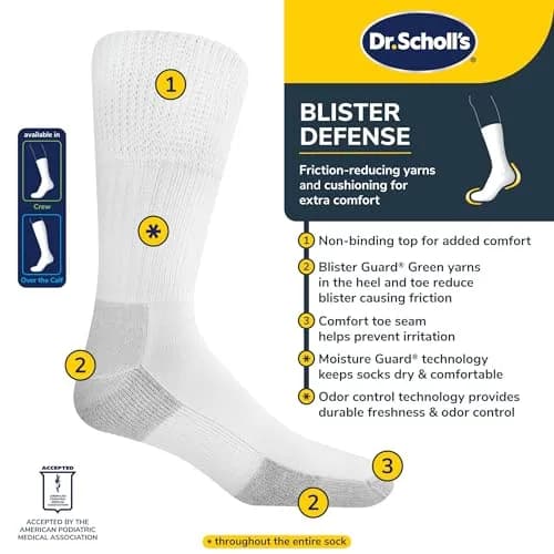 Dr. Scholl's Men's Advanced Relief Casual Crew Socks 2 Pairs | Blister Guard® Support & Comfort thumbnail 4