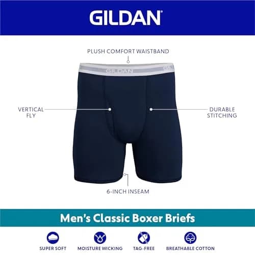 Gildan Men's Classic Length Boxer Briefs 5-Pack, 6" Inseam | Breathable Ring-Spun Cotton thumbnail 3