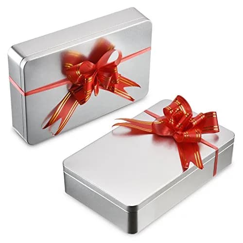 Hotop Silver Metal Tins with Lid Storage Box 215mm x 135mm x 48mm (8.5 x 5.3 x 1.9 Inch) | Classic Rectangular Containers for Gifts and Crafts thumbnail 4