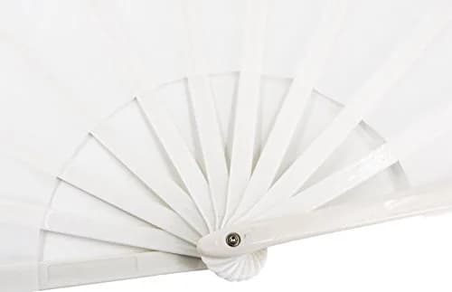 Amajiji Large Folding Hand Fan White 35cm (13.78 inches) | Rave Fan for Dance & Festivals thumbnail 4