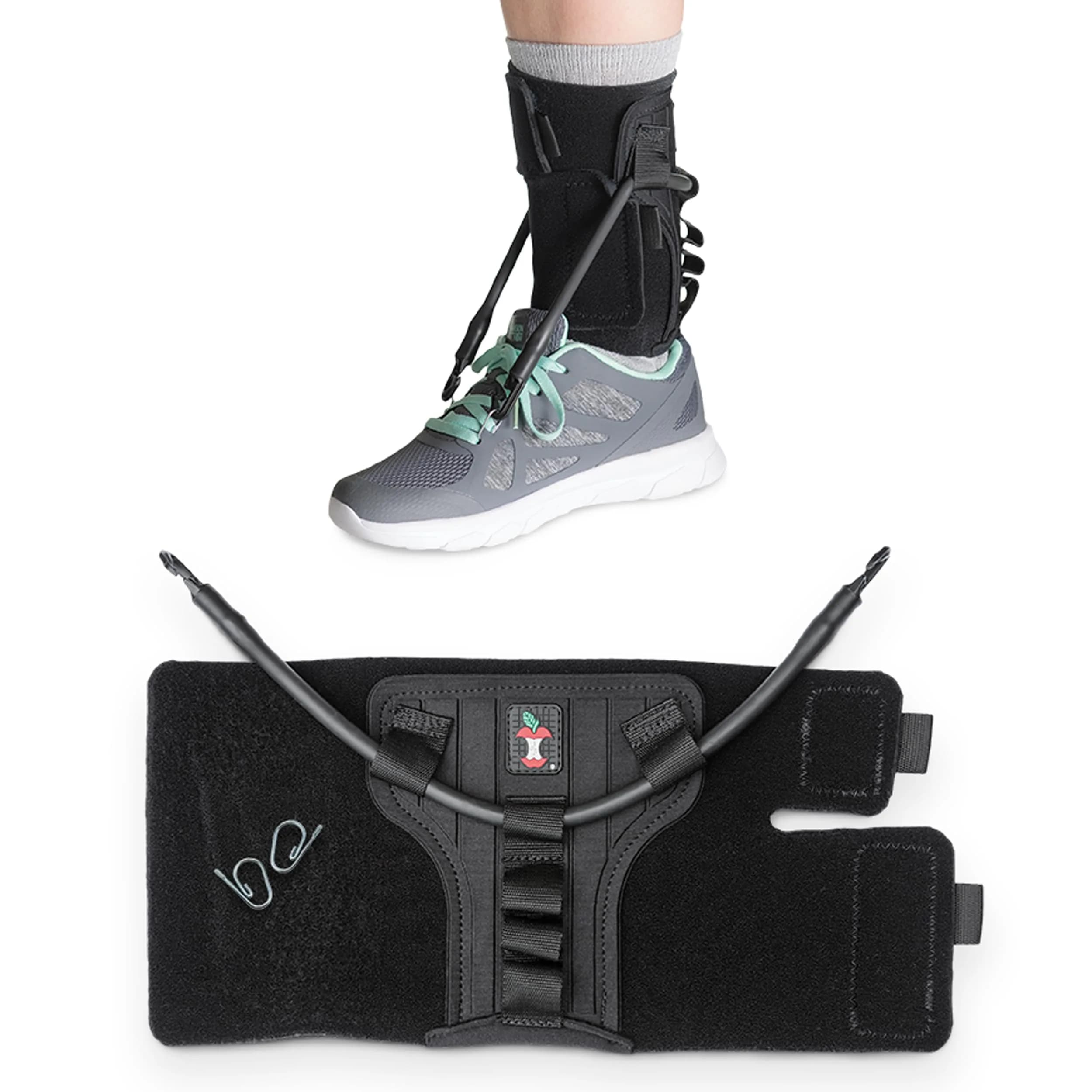 Core Products FootFlexor Foot Drop Brace for Walking with Adjustable Dorsiflexion Support, XS/S | USA-Assembled Orthopedic Brace for Natural Gait — Black