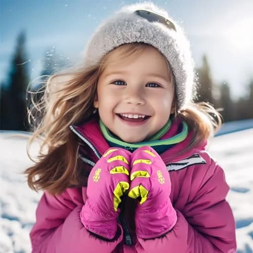 AMYIPO Kids Winter Snow Ski Gloves for Boys Girls 8-9 Years (Pink) | Waterproof & Windproof Fleece Lined thumbnail 7