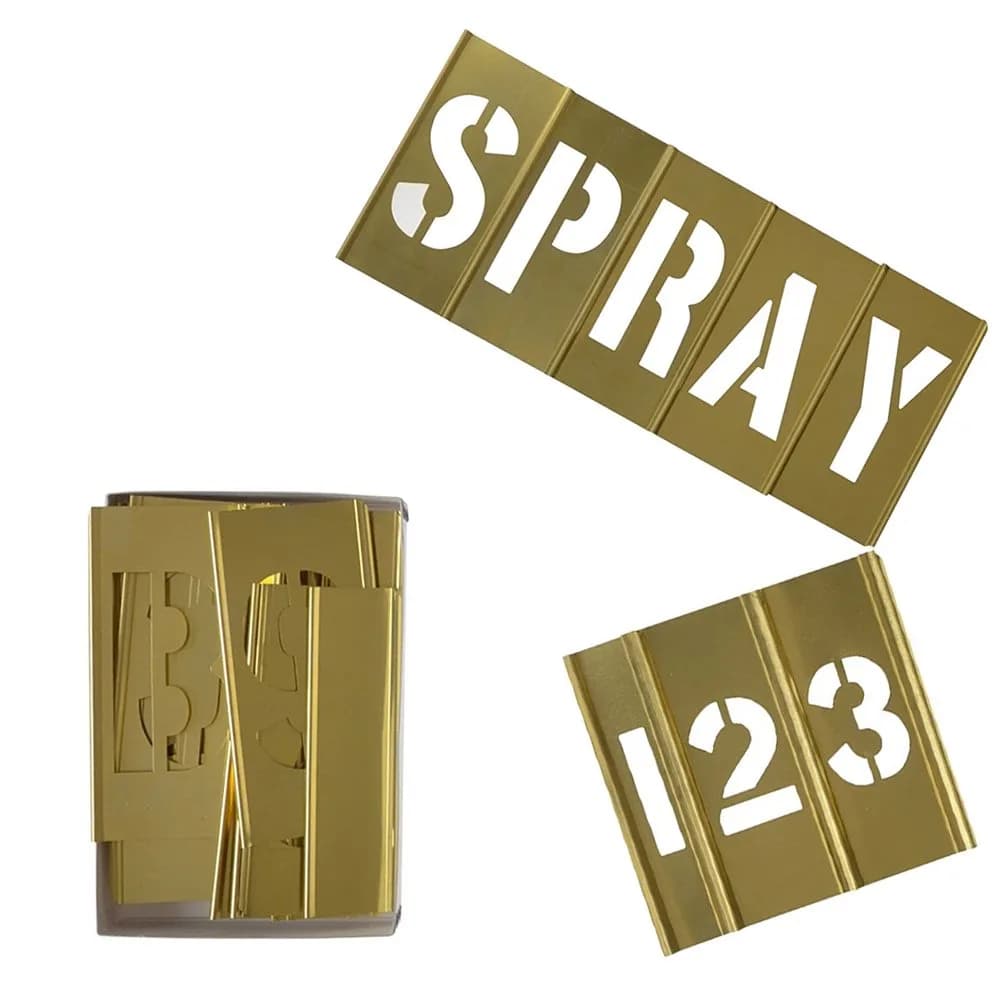 Deezio Brass Stencils Letters and Numbers 2 Inch Interlocking Letter Stencils - 46 Piece Set | Durable & Solvent Resistant for Art & Craft - main product image