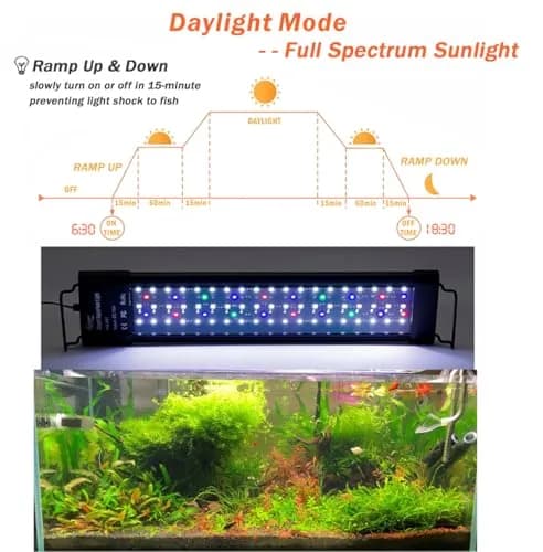 hygger 957 LED Aquarium Light 72W 18-24 Inch Black | Full Spectrum Dimmable Fish Tank Light with Timer thumbnail 4