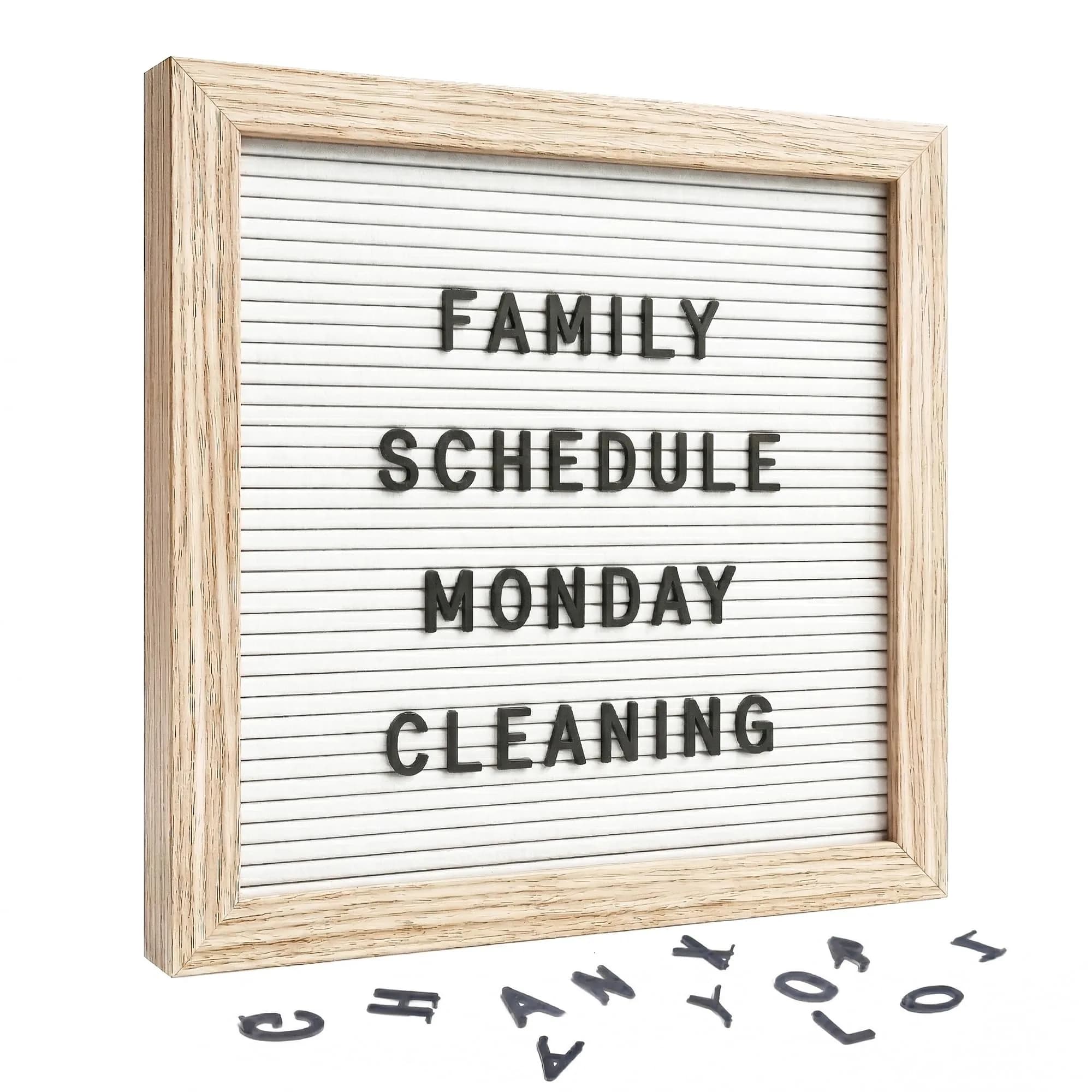 C CRYSTAL LEMON Gray Felt Letter Board 10x10 Inch, 336 Pre-Cut Letters | Classic Decorative Signage for Home & Office — White