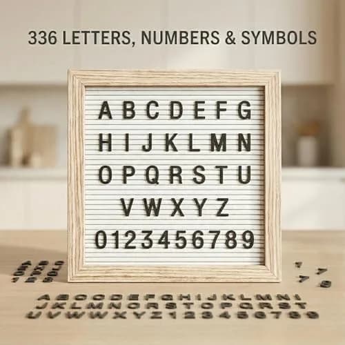 C CRYSTAL LEMON White Felt Letter Board 10x10in (25.4cm) with 336 Letters | Versatile Signage for Home, Office, Classroom thumbnail 5