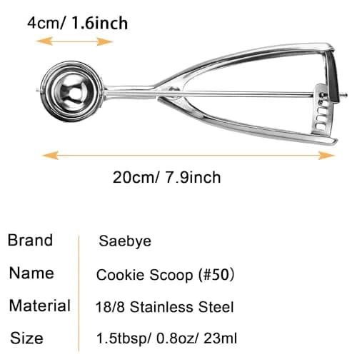 Saebye Small Cookie Scoop 1.5 Tbsp / 0.8 OZ | Food Grade Stainless Steel Kitchen Tool thumbnail 2