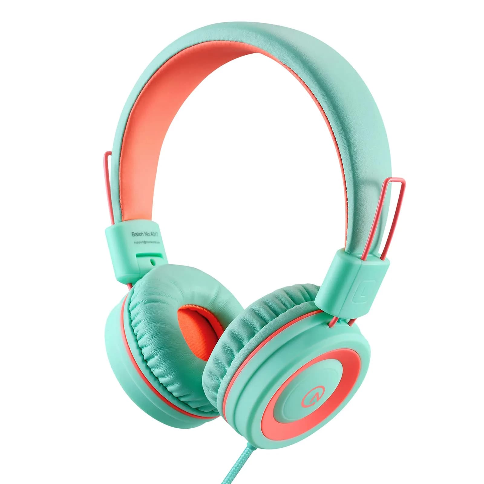 Noot Products K11 Kids Headphones Wired 3.5mm Jack Soft Pink | Tangle-Free, Adjustable & Foldable — Mint