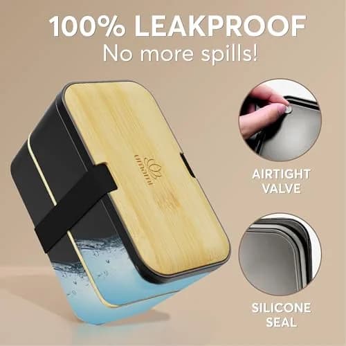 Umami Bento Box Adult Stackable Lunch Box 1500ml (50 oz) | Leakproof & Microwave-Safe with Utensils thumbnail 5