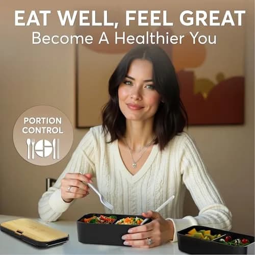 Umami Bento Box Adult Stackable Lunch Box 1500ml (50 oz) | Leakproof & Microwave-Safe with Utensils thumbnail 2