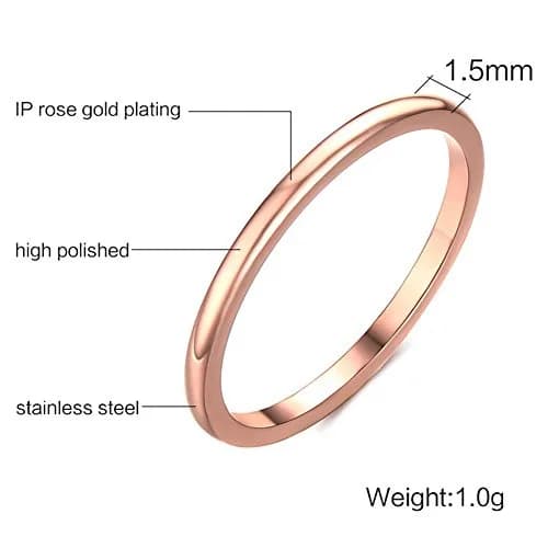 Jude Jewelers 1.5mm Stainless Steel Classical Plain Stackable Wedding Band Ring (Rose Gold, Size 7 US / 14 IN) | Comfort Fit for Daily Wear thumbnail 2