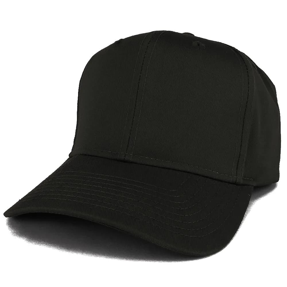 Armycrew XXL Oversize High Crown Adjustable Solid Baseball Cap - Royal Blue | Fits 2XL-3XL (62cm) — Black / XX-Large