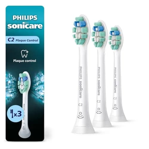Philips Sonicare C2 Plaque Control Replacement Toothbrush Heads, White, 3 Pack | Removes 700% More Plaque thumbnail 1