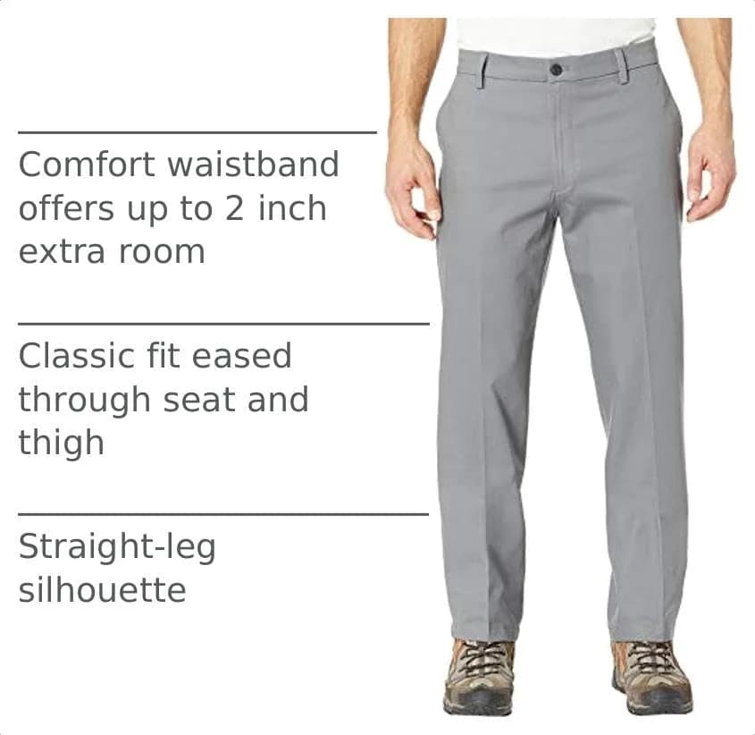 DOCKERS Men's Classic Fit Signature Khaki Lux Cotton Stretch Pants 34W x 29L | All-Day Comfort & Wrinkle-Free Performance thumbnail 4