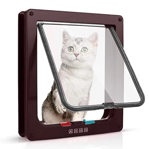 Sailnovo Large Cat Door Flap 9.25" x 9.84" | 4-Way Locking, Weatherproof ABS, Quiet (70-120c) thumbnail 1