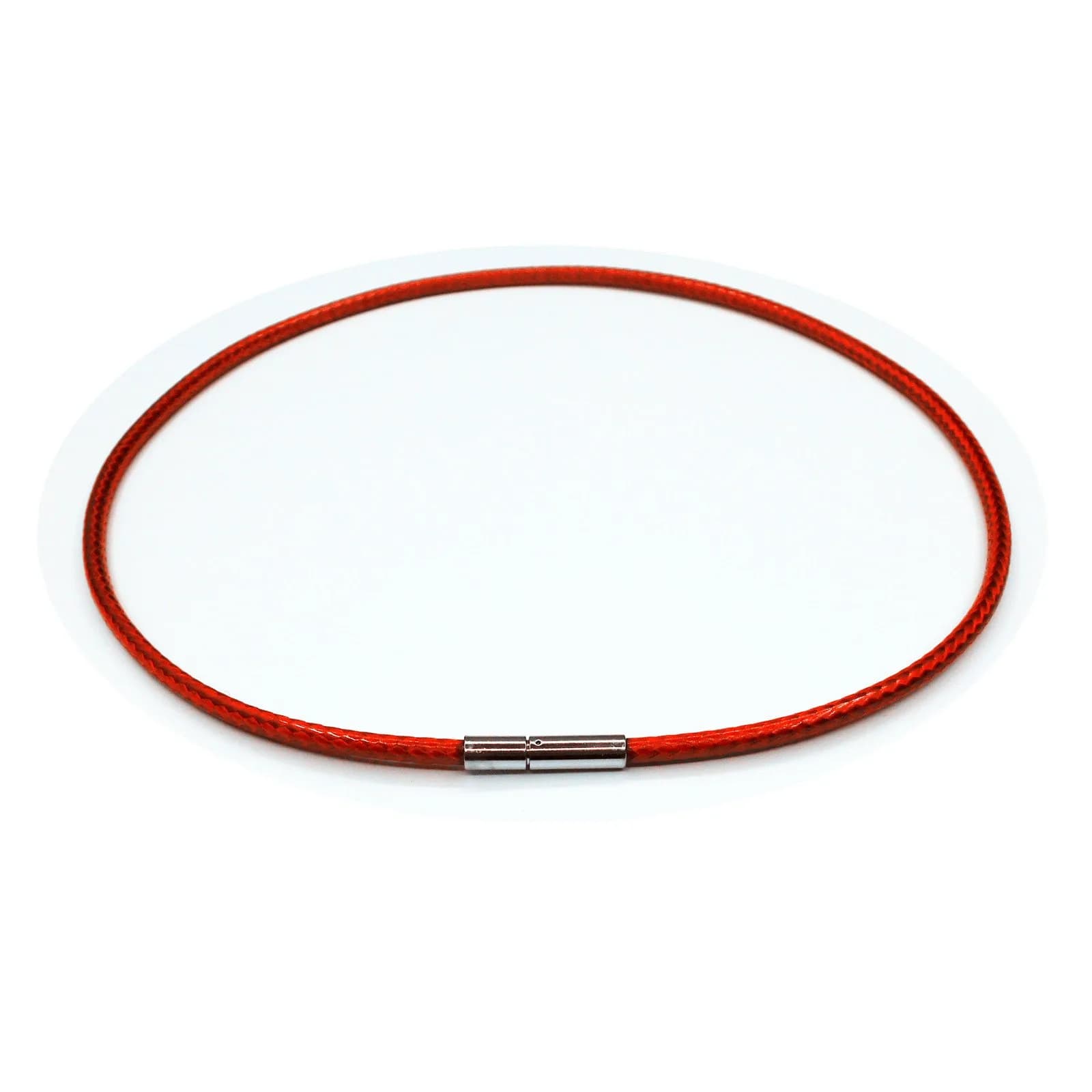Glory Qin Black Wax Cord Necklace 3mm (20 Inch) | Stainless Steel Clasp Rope for Pendants — 16 Inch Red