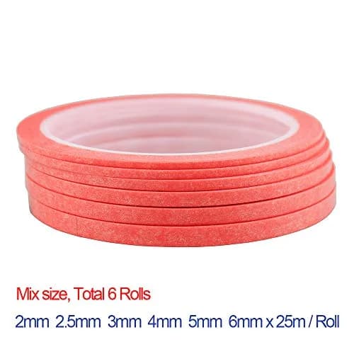JINBING Washi Masking Tape for DIY Nail Arts & Pattern Making | 6 Rolls, Pink, 25m Each thumbnail 3