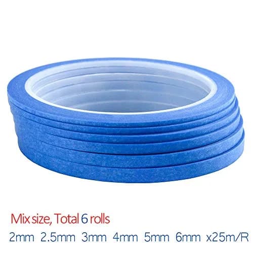 JINBING Blue Washi Masking Tape Set 6 Rolls, 25m (82ft) Each | DIY Nail Art & Craft Tape thumbnail 3