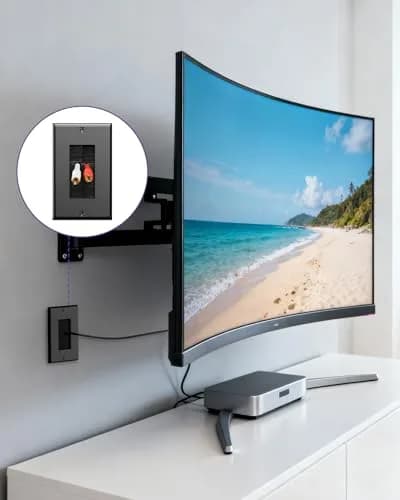 VCE Single Gang Brush Wall Plate Cable Pass Through Black, 5-Pack | Routes HDMI, Coax, Speaker, Network Cables, behind Wall Mount TV thumbnail 2
